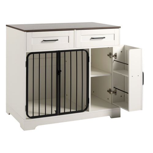 GO 37.4 Dog Crate Furniture, Indoor Dog Kennel With 2 Drawers And Storage Cabinet,